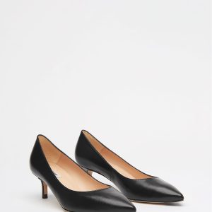 PEN208 Black Pointed Audrey Kitten Heel Pumps
