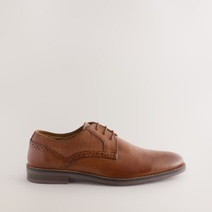 PEN548 Tan Brown Embossed Derby Shoes