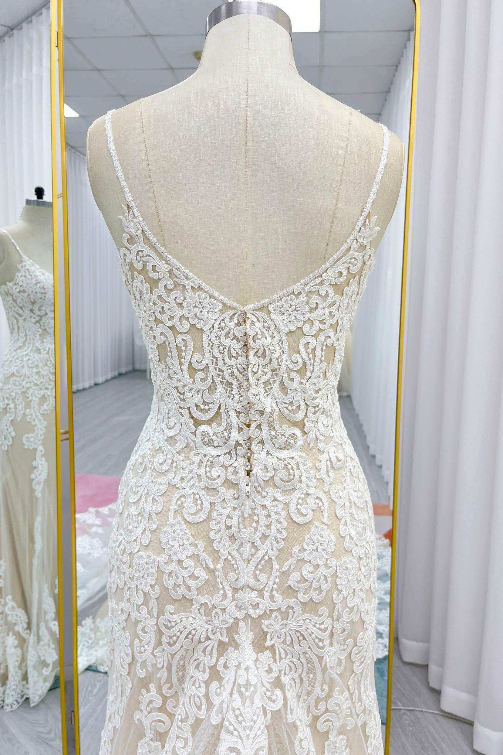 PEN194 Trumpet-Mermaid Chapel Train Lace Tulle Wedding Dress - Image 7