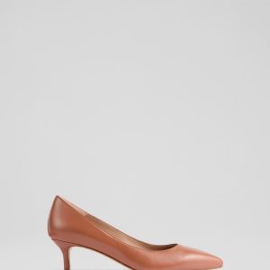PEN214 Brown Audrey Nappa Leather Kitten Heel Courts