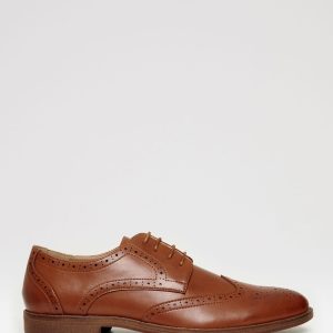 PEN545 Brown Faux Leather Brogues