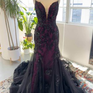 PEN173 Trumpet-Mermaid Court Train Lace Tulle Wedding Dress